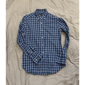 Wall + Water Mens Blue/White Plaid Button Down Shirt